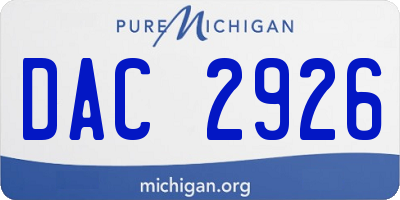 MI license plate DAC2926