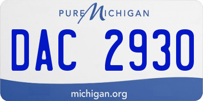 MI license plate DAC2930
