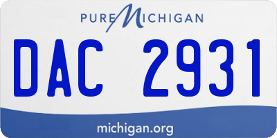 MI license plate DAC2931