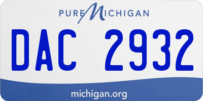 MI license plate DAC2932