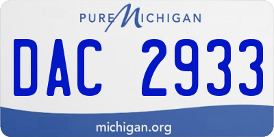 MI license plate DAC2933