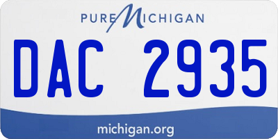 MI license plate DAC2935