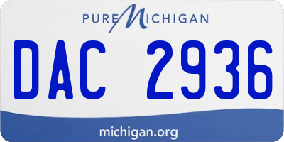 MI license plate DAC2936