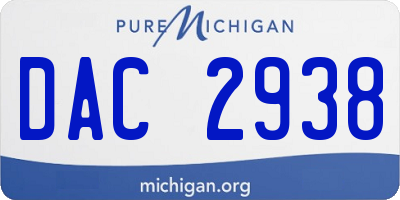 MI license plate DAC2938