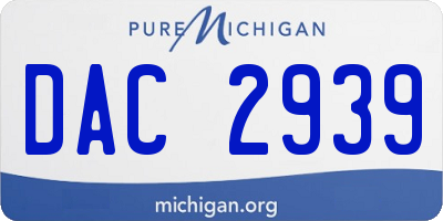 MI license plate DAC2939