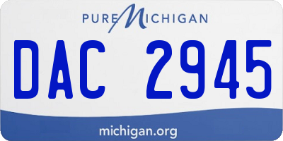 MI license plate DAC2945