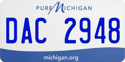 MI license plate DAC2948