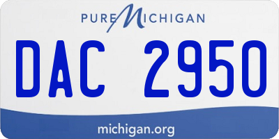 MI license plate DAC2950