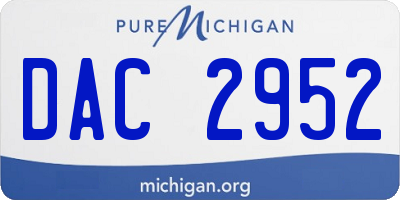 MI license plate DAC2952