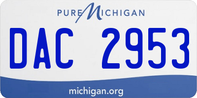 MI license plate DAC2953