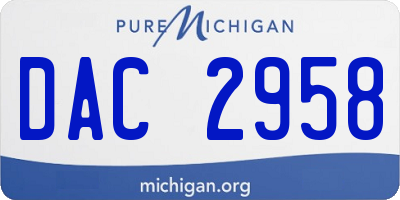 MI license plate DAC2958