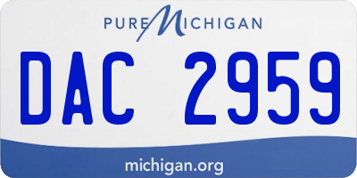 MI license plate DAC2959