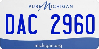 MI license plate DAC2960