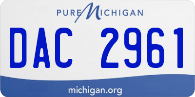 MI license plate DAC2961