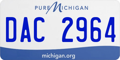 MI license plate DAC2964