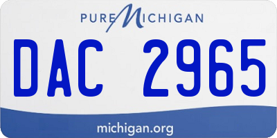 MI license plate DAC2965