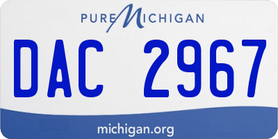 MI license plate DAC2967