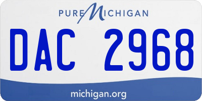 MI license plate DAC2968