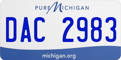 MI license plate DAC2983