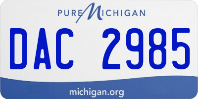 MI license plate DAC2985