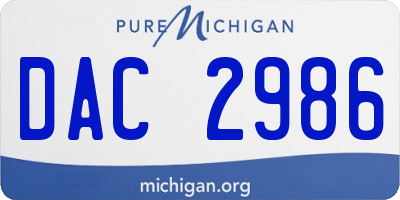MI license plate DAC2986
