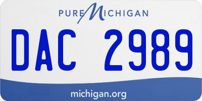 MI license plate DAC2989