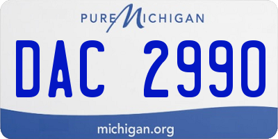 MI license plate DAC2990