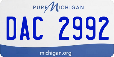MI license plate DAC2992