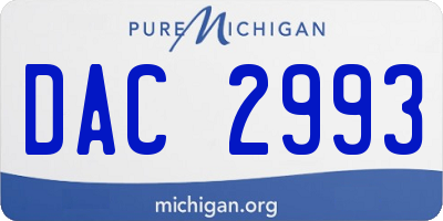 MI license plate DAC2993