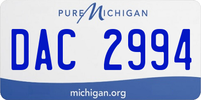 MI license plate DAC2994