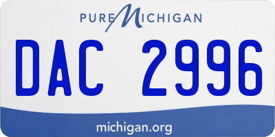 MI license plate DAC2996