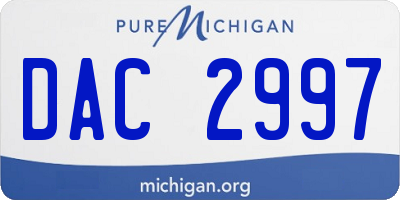 MI license plate DAC2997