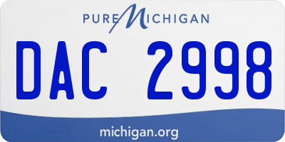 MI license plate DAC2998