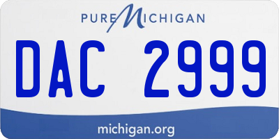 MI license plate DAC2999