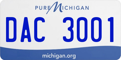 MI license plate DAC3001