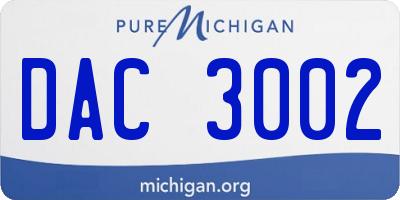 MI license plate DAC3002