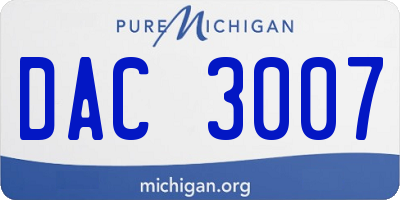 MI license plate DAC3007