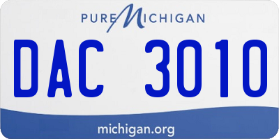MI license plate DAC3010