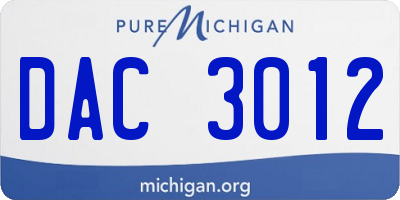 MI license plate DAC3012