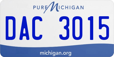 MI license plate DAC3015