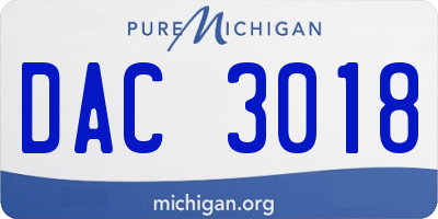 MI license plate DAC3018
