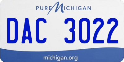 MI license plate DAC3022