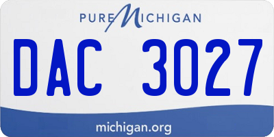 MI license plate DAC3027