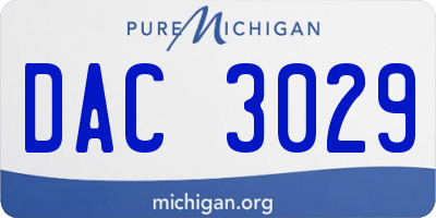 MI license plate DAC3029