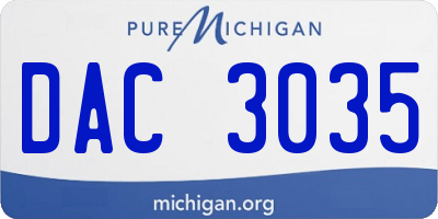 MI license plate DAC3035