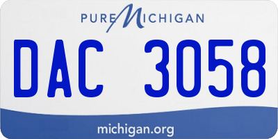 MI license plate DAC3058