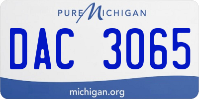MI license plate DAC3065