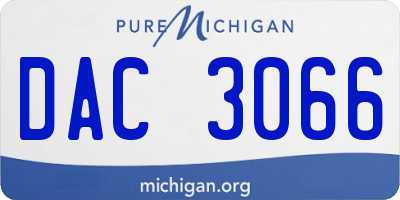 MI license plate DAC3066