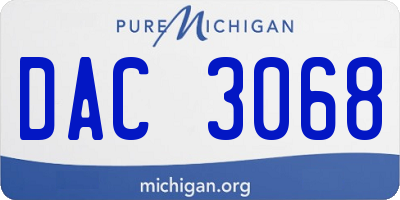 MI license plate DAC3068