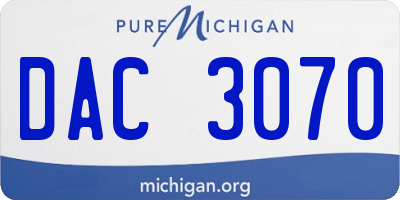 MI license plate DAC3070